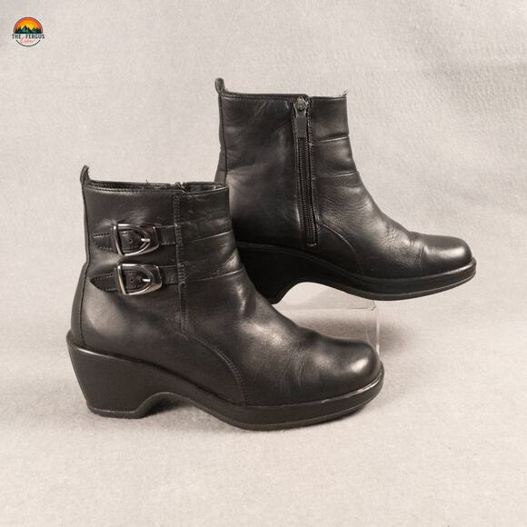 Dansko Bibi Moto Boots Black Leather Block Heel Side Zip Bikercore Women's Sz 36 - Picture 3 of 14